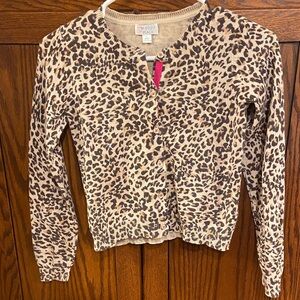 The Children's Place Leopard Print button up Sweater Girls 10-12